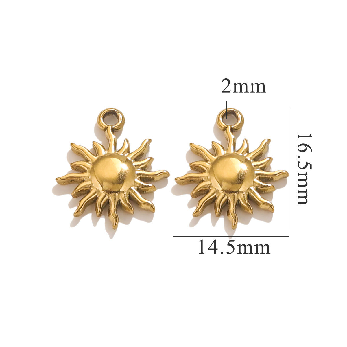 Gold color / 1 Piece Simple Retro Style Cartoon Sun Shape Stainless Steel  Gold Color Women's Pendant Picture8